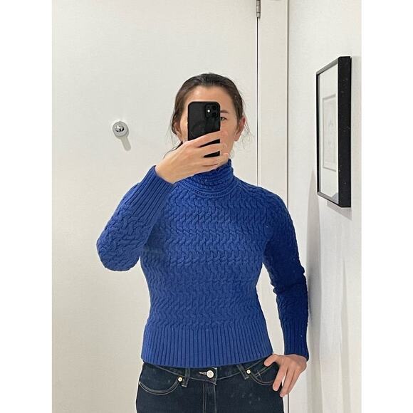 DREYDEN Cobalt Blue Knit 100% Merino Wool High Neck Dyer Sweater Size XS - Picture 11 of 11